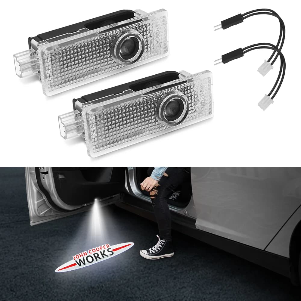 Rosso JOHN COOPER WORKS Logo Proiettore Luce 2 pezzi LED Luce per porta per MINI F55 F56 F57 R60 R58 R59 R57 R55 MINI Ghost Shadow Light
