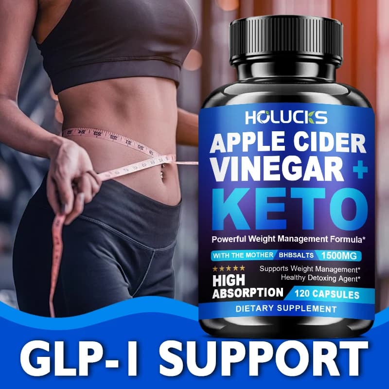 Supplemento Keto all'Aceto di Mele, GLP-1, Favorisce il Metabolismo, Per la Disintossicazione e la Pulizia dell'Intestino, Supporta la Gestione del Peso