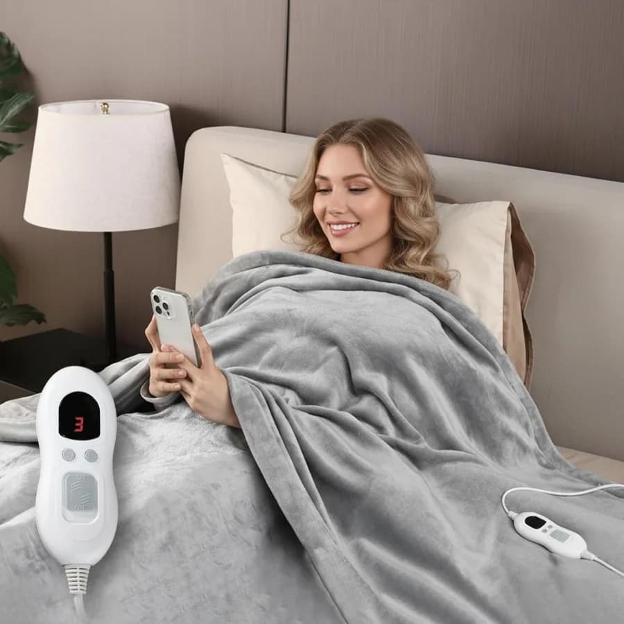 Coperta riscaldata Coperta elettrica 60"x84" Coperta riscaldante in flanella spessa 8 libbre 6 livelli di calore e 9 ore di spegnimento automatico Lavabile in lavatrice Ov