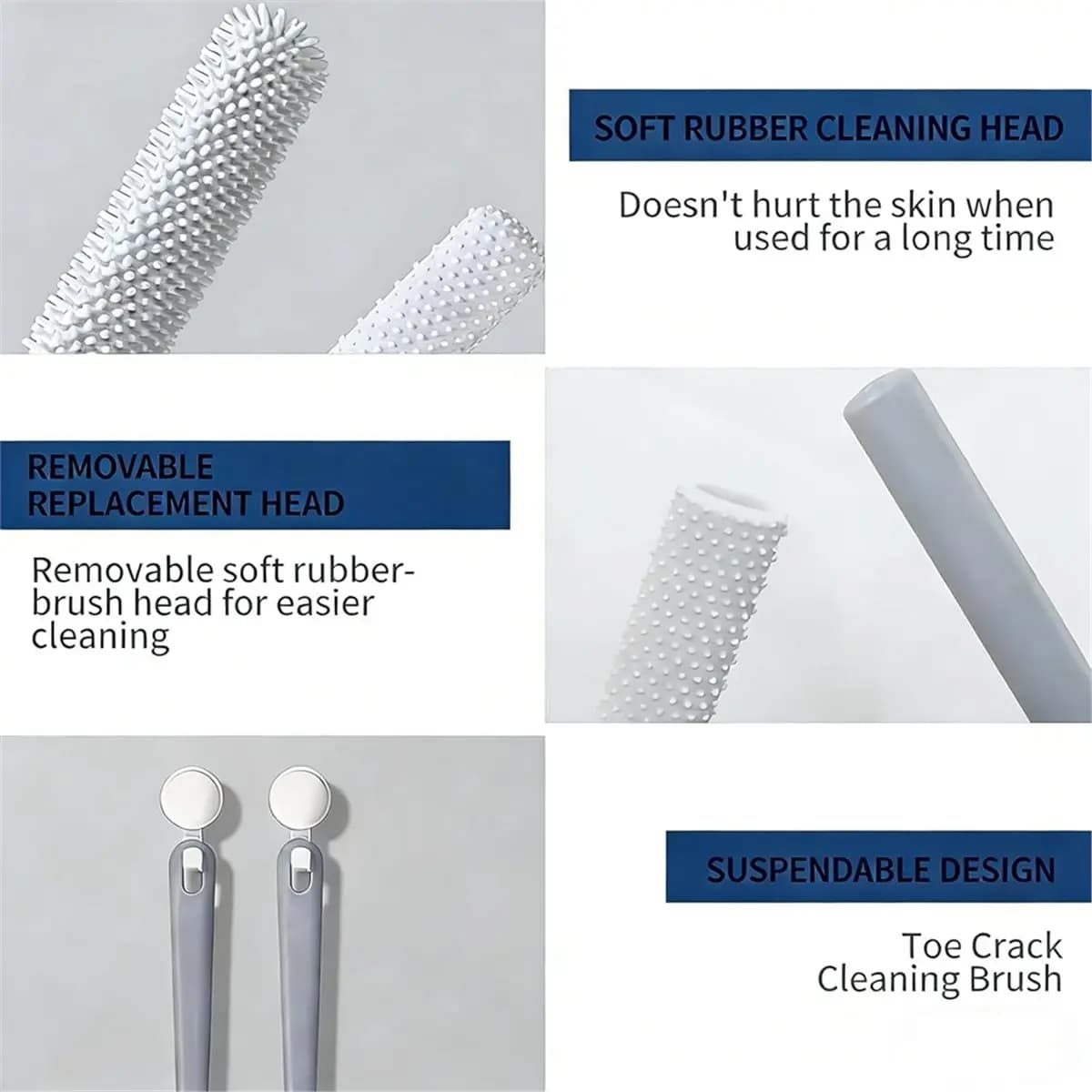 update. Toe Cleaning Brush, 15.7" Foot Scrubber with Long Handle Silicone Toe Cleaner, Brush Exfoliating Foot Scrubber