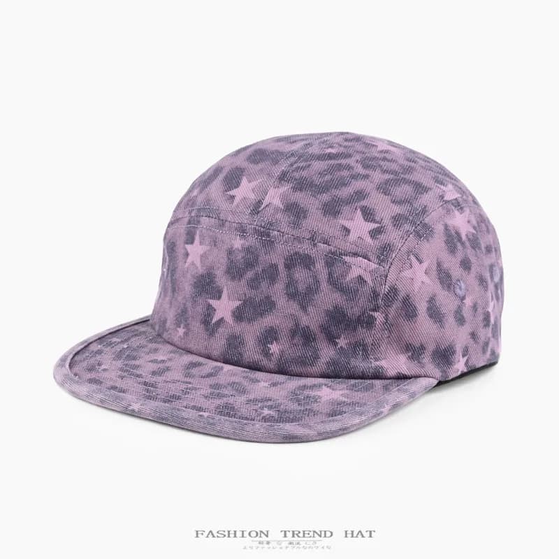 American Retro Leopard Print Star Flat-brim Hats for Men and Women Summer Autumn Street Fashion Versatile Hip-hop Baseball Caps