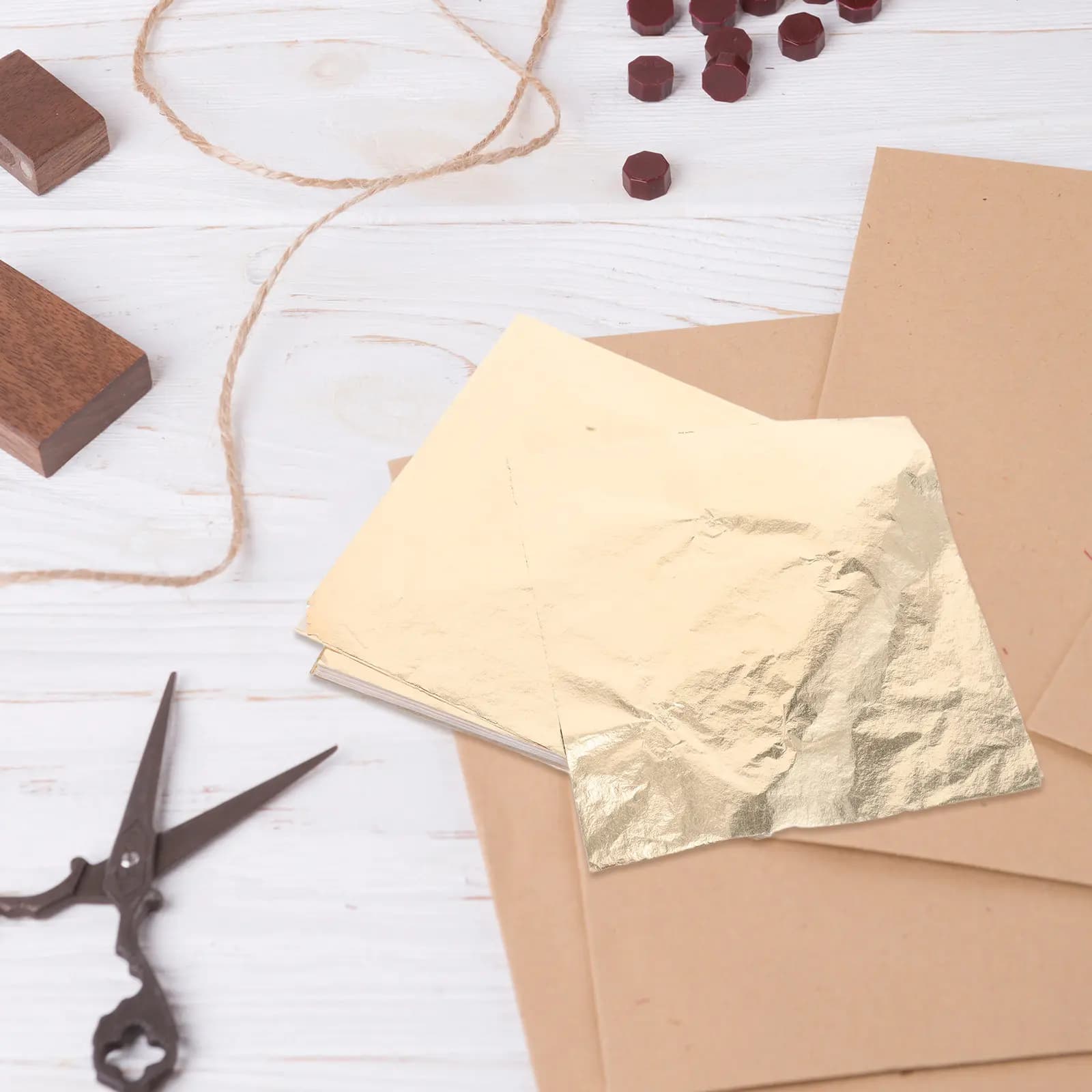 100 Fogli di Carta Imitazione Foglia d'Oro 16x16cm per Cornici, Decorazioni Casa, Fai-da-Te, Pittura, Pareti Moderne