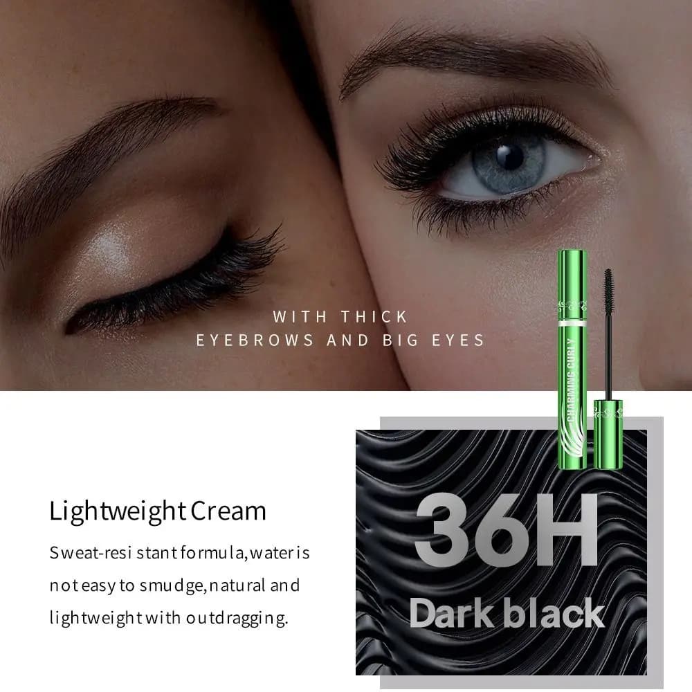 Mascara Nero Impermeabile a Lunga Durata, Crema per Extension Ciglia, Incurvante e Volumizzante, Allunga le Ciglia