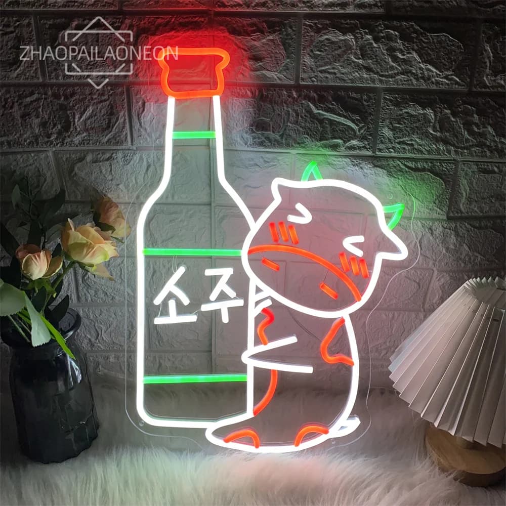 Corea Bar Neon Sign Wall Art Decor Wine Glass Bar LED Neon Lights USB coreano Bar Neon Pub Club Party Decoration insegne aziendali