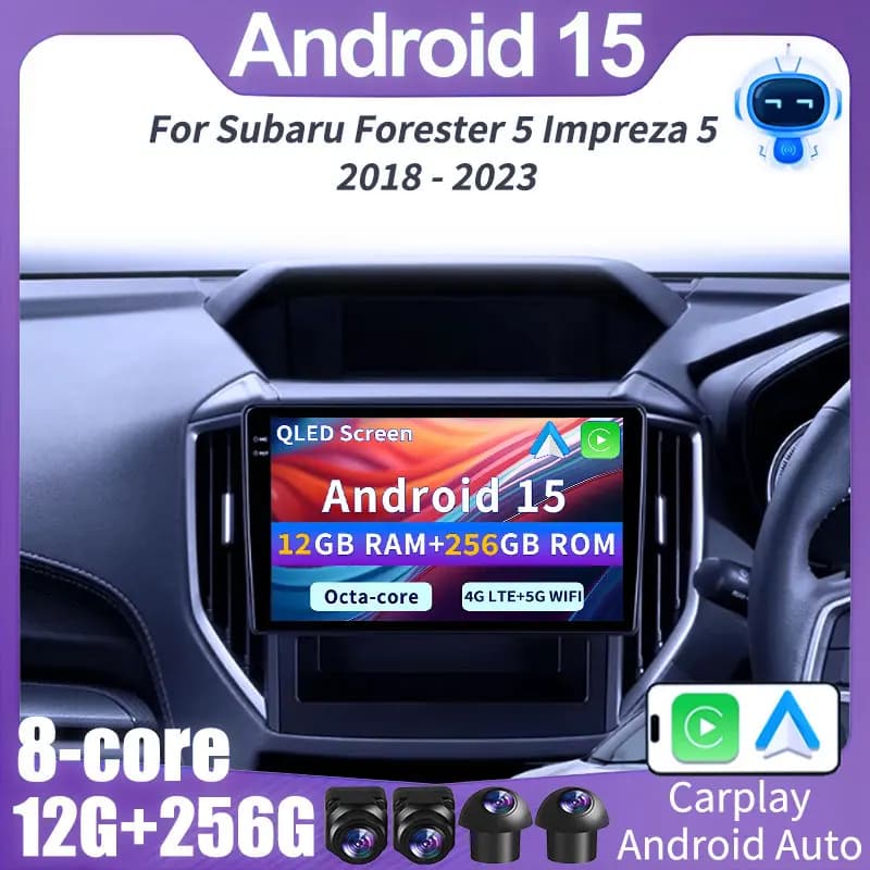 Android 15 Wireless Carplay Auto Autoradio Per Subaru Forester 5 Impreza 5 2018 - 2023 Multimedia 2Din 4G + 5G WIFI Video Player