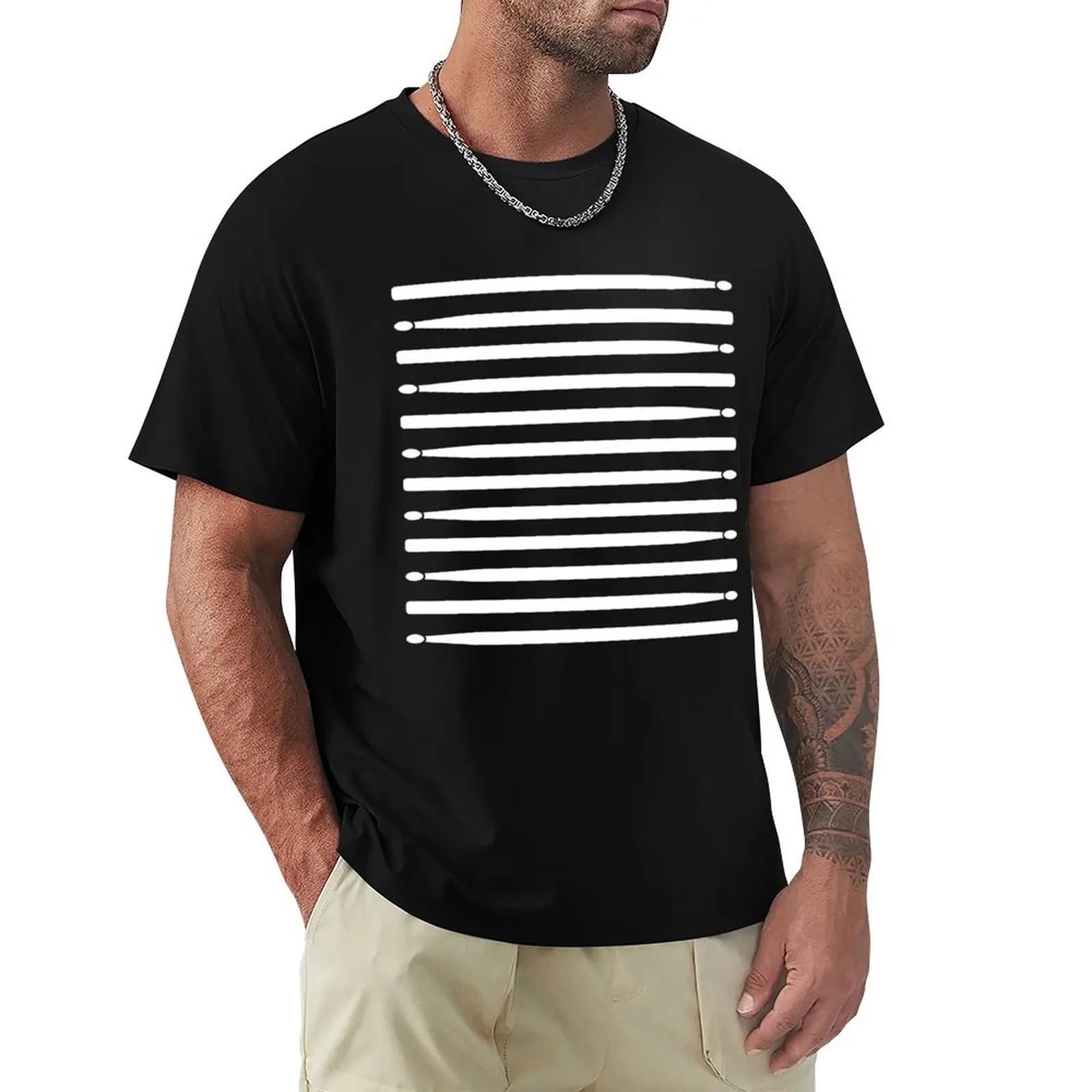 Drum Sticks Marching Band Percussion T-Shirt Sun Block Outdoor T-Shirt