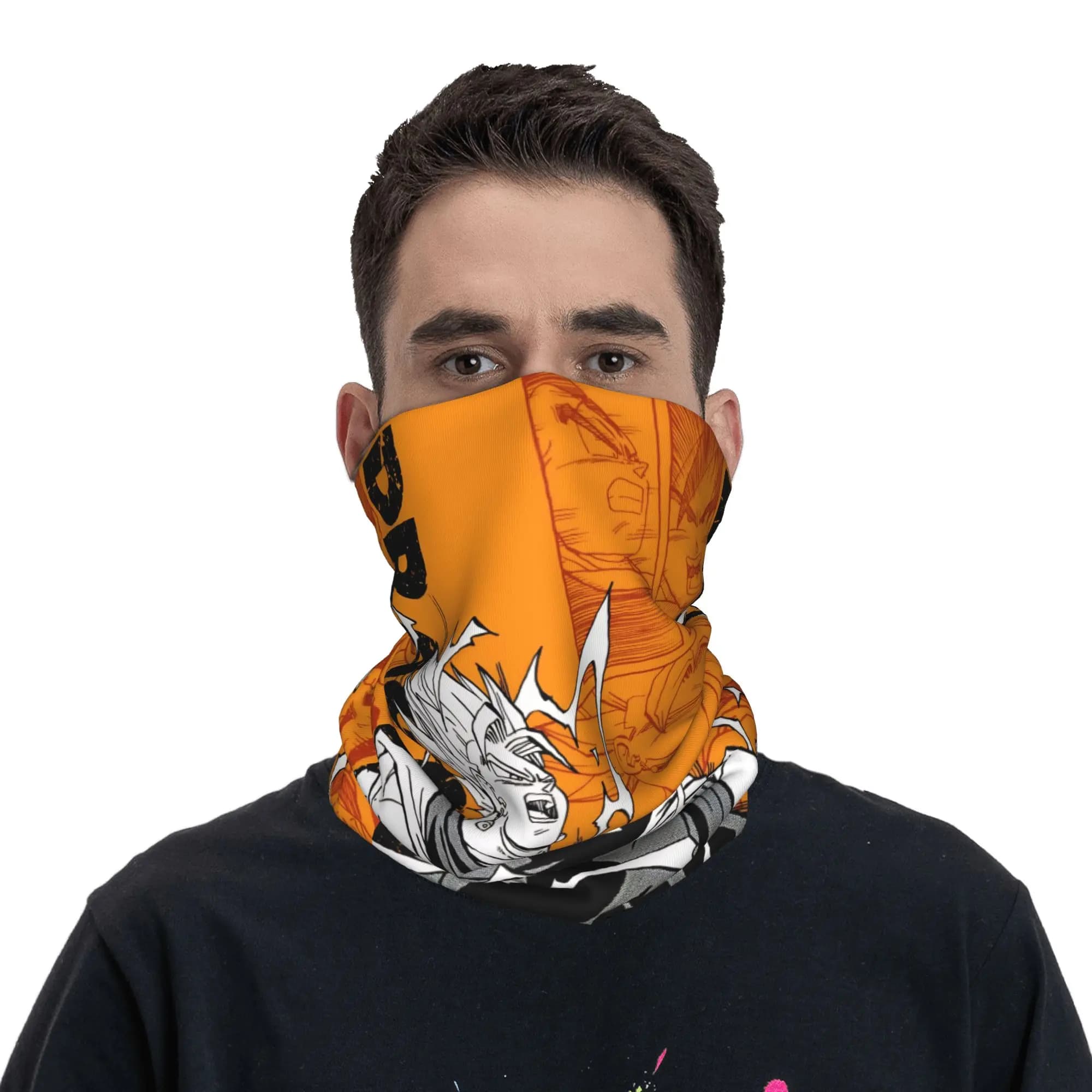 Custom DBZ Vegeta Hot Manga Bandana Neck Warmer Women Men Winter Ski Hiking Scarf Gaiter Manga Face Cover