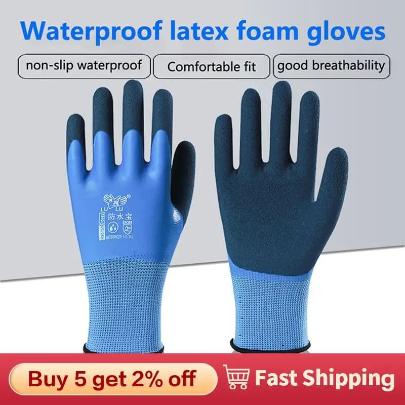 Guanti Wonder Grip guanti impermeabili in lattice completamente rivestiti guanti da lavoro in Nylon blu guanti da giardinaggio con protezione a prova di freddo