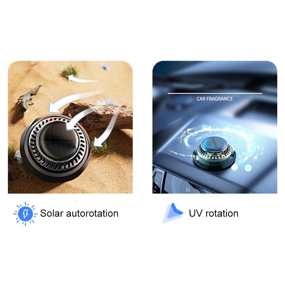 Diffusore di fragranze per auto solare Diffusori di oli essenziali per auto rotanti a lunga durata per aromaterapia per auto Deodorante per parti di automobili