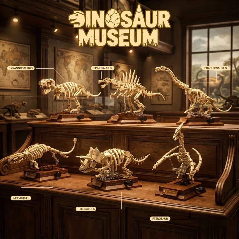 Blocchi da Costruzione Fossili di Scheletro di Dinosauro, Modello Tyrannosaurus Rex di Jurassic Park World, Mattoncini Regalo, Ornamenti e Decorazioni