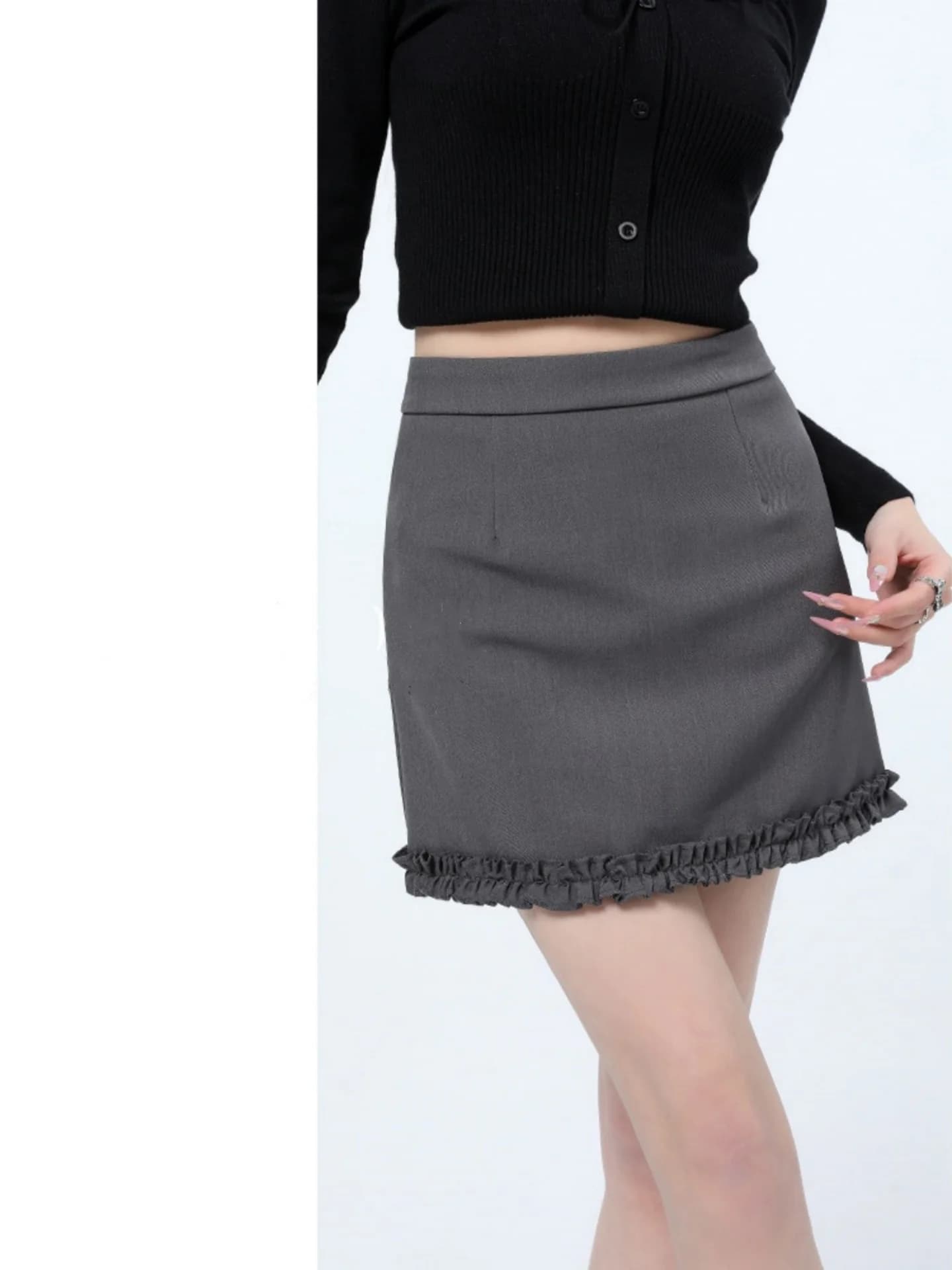 Gonna a pieghe a vita alta snellente da donna in lana nera, a pieghe a fisarmonica, a trapezio, a mezza lunghezza, nuovo stile primaverile
