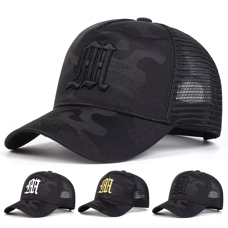 Fashion M Letter Camouflage ricamo berretti a rete da Baseball primavera ed estate cappelli Casual regolabili all'aperto cappello con protezione solare