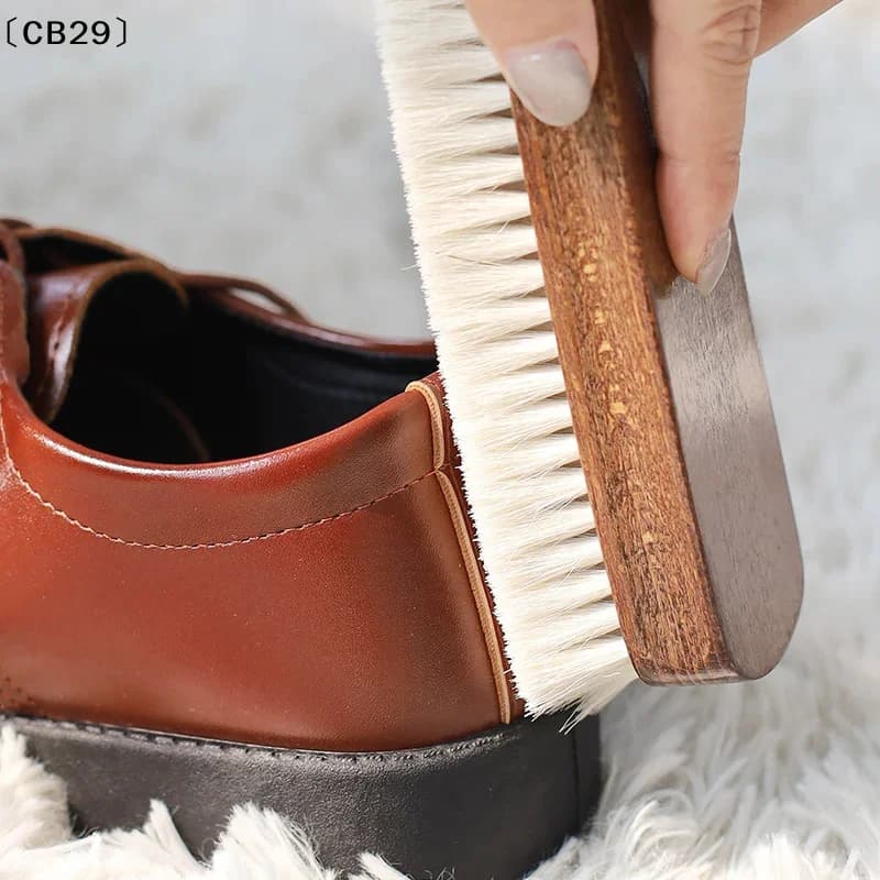 〔CB29〕Spazzola per la cura della pelle e della lana con manico in legno, multifunzionale, morbida, per la pulizia delle stivali e l'applicazione della crema per scarpe