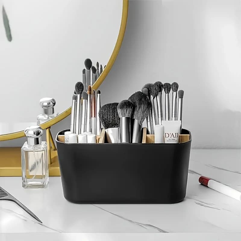 Portaspazzolini in Plastica a 5 Scomparti con Divisori, Organizzatore da Bagno per Spazzolini e Dentifricio