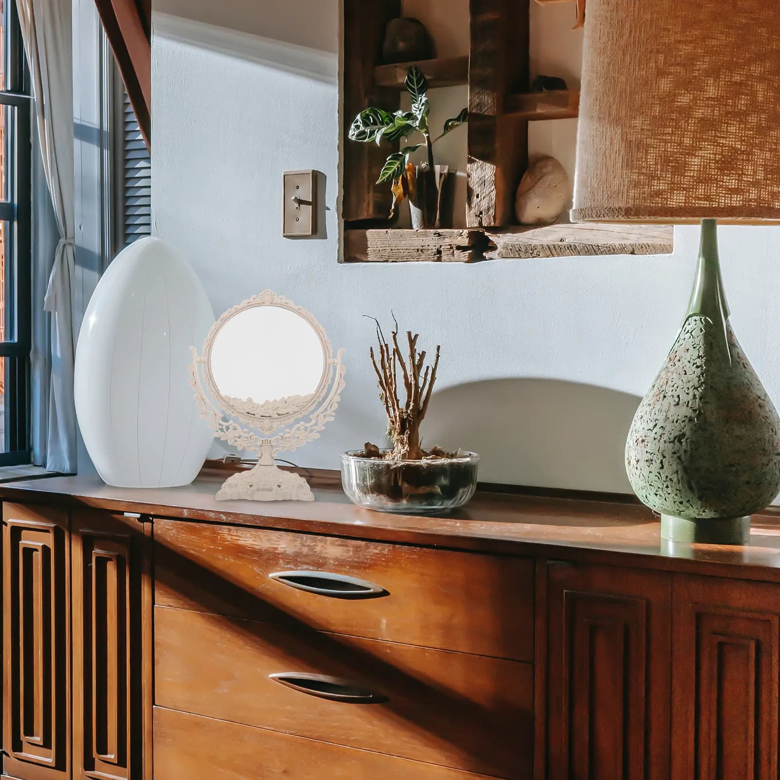 Specchio da tavolo, 1 pezzo, design elegante europeo, superficie liscia e lucida, perfetto per un trucco preciso, bagno, camera da letto