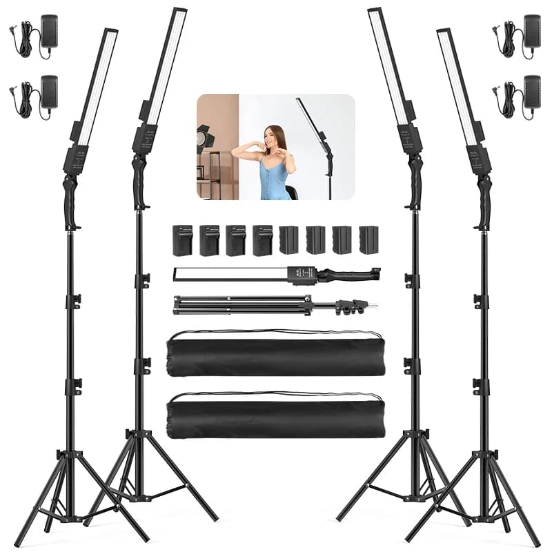 4 pezzi LED Studio fotografico Illuminazione Hand Stick Kit Luce video 2800-5500k Photoshoot Luci di riempimento con batteria Streaming live