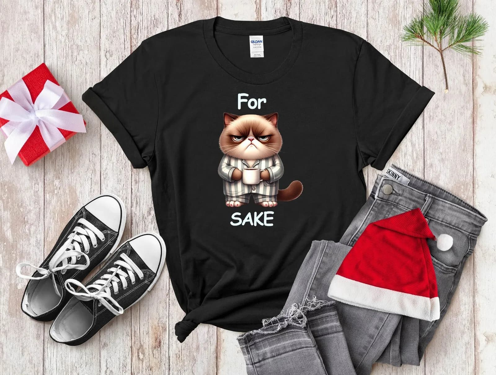 For Sake Funny Cat T-shirt Coffee Men Women Unisex T Shirt Hoodie Baseball 4319