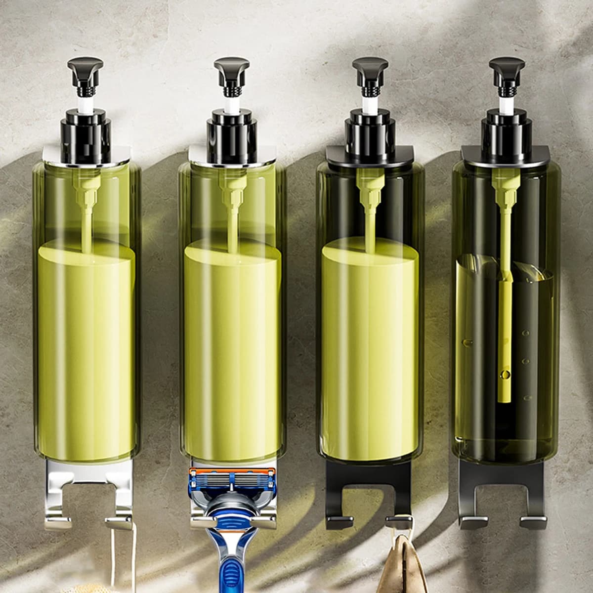 Dispenser di sapone con staffa Shampoo, balsamo a parete, bottiglia di sapone per le mani per l'arredamento dell'appartamento dell'hotel domestico