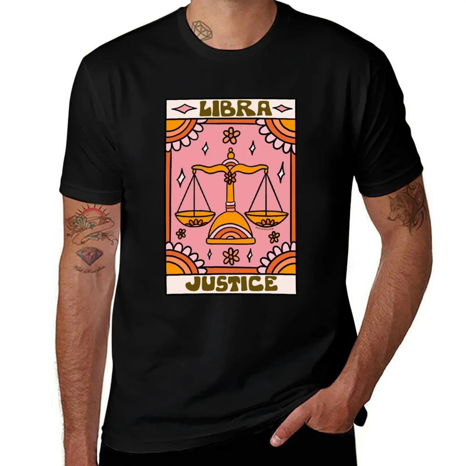 Libra Tarot Card T-Shirt Lightweight Casual Summer T-Shirt