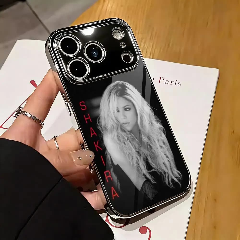 Singer S-Shakira phone case for iPhone 17 15 14 13 12 Pro Max, with galvanized metal bumper