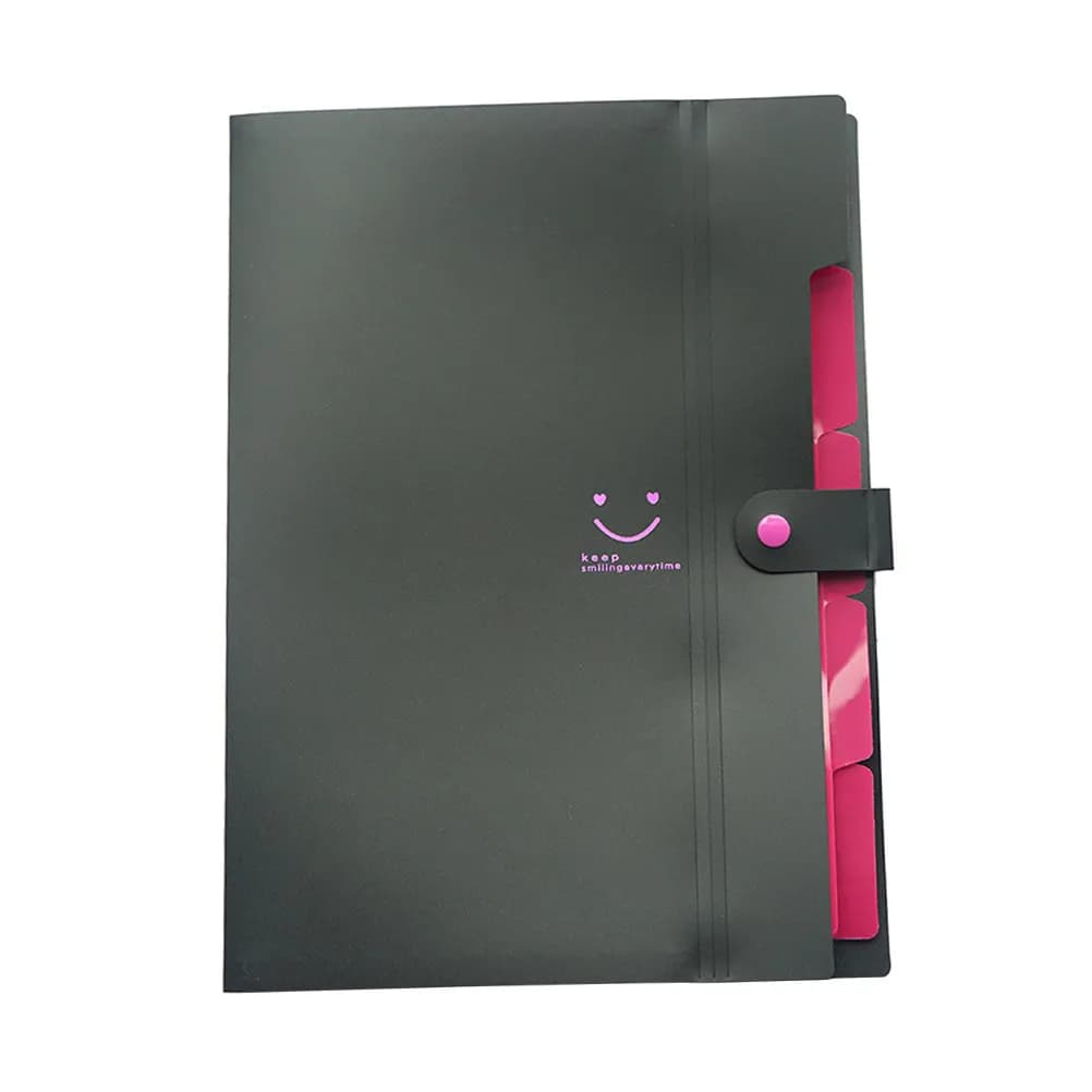 Cartella Portadocumenti Espandibile in Plastica a 5 Tasche, Formato A4, con Chiusura a Scatto, Organizzatore per Documenti da Viaggio e Ufficio