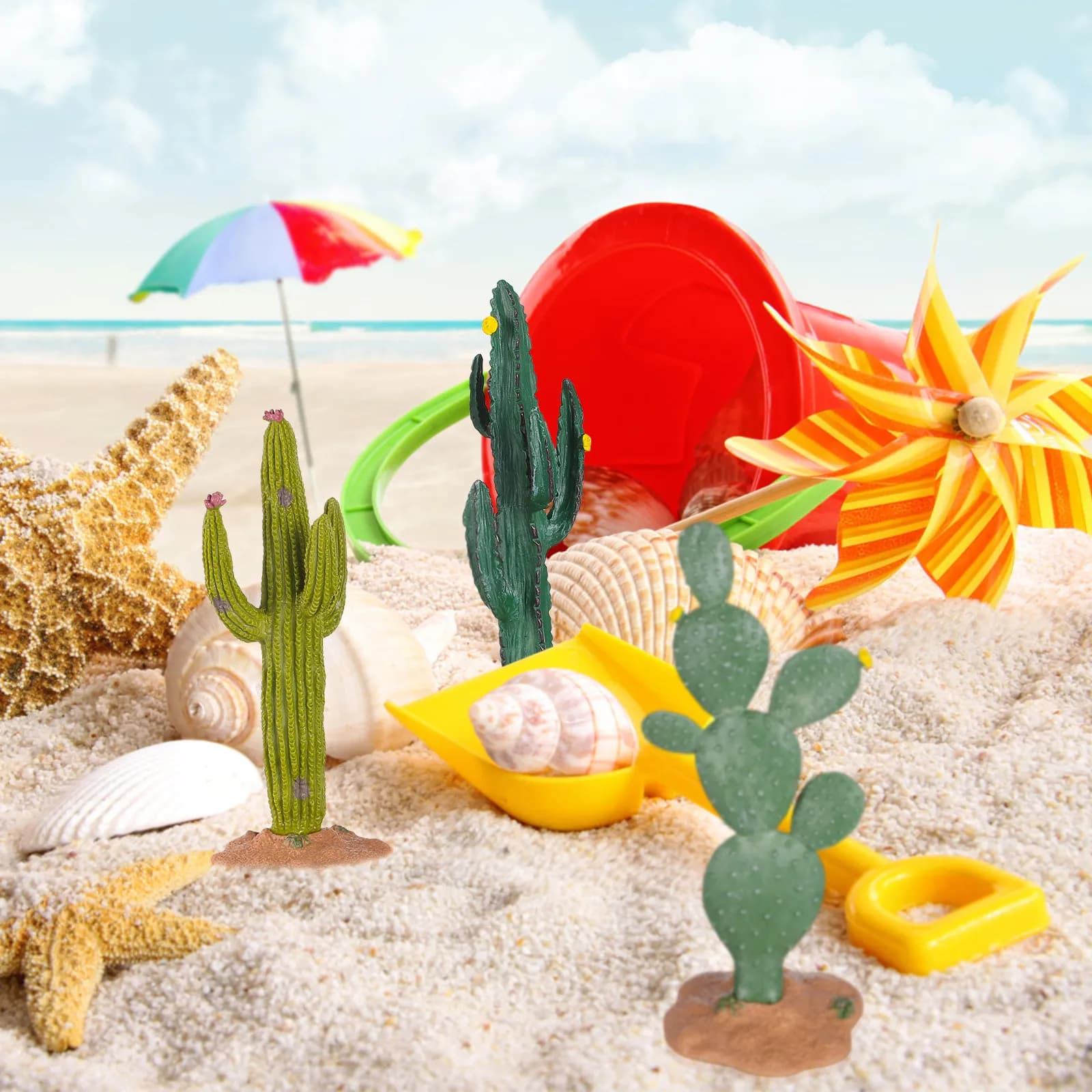 3Pcs Artificial Cactus Plants Creative Miniature Cactus Decoration for Home Office Car Tabletop Micro Landscape