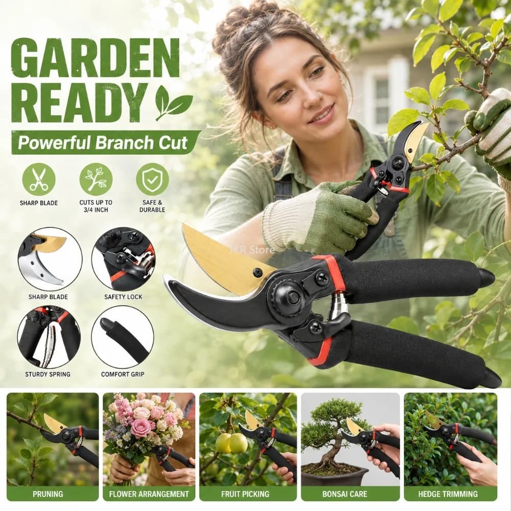 Power Scissors with Blade SK5 8.5 Inches, Garden Shears for Bonsai, Flowers and Coppers, Ergonomics Grip