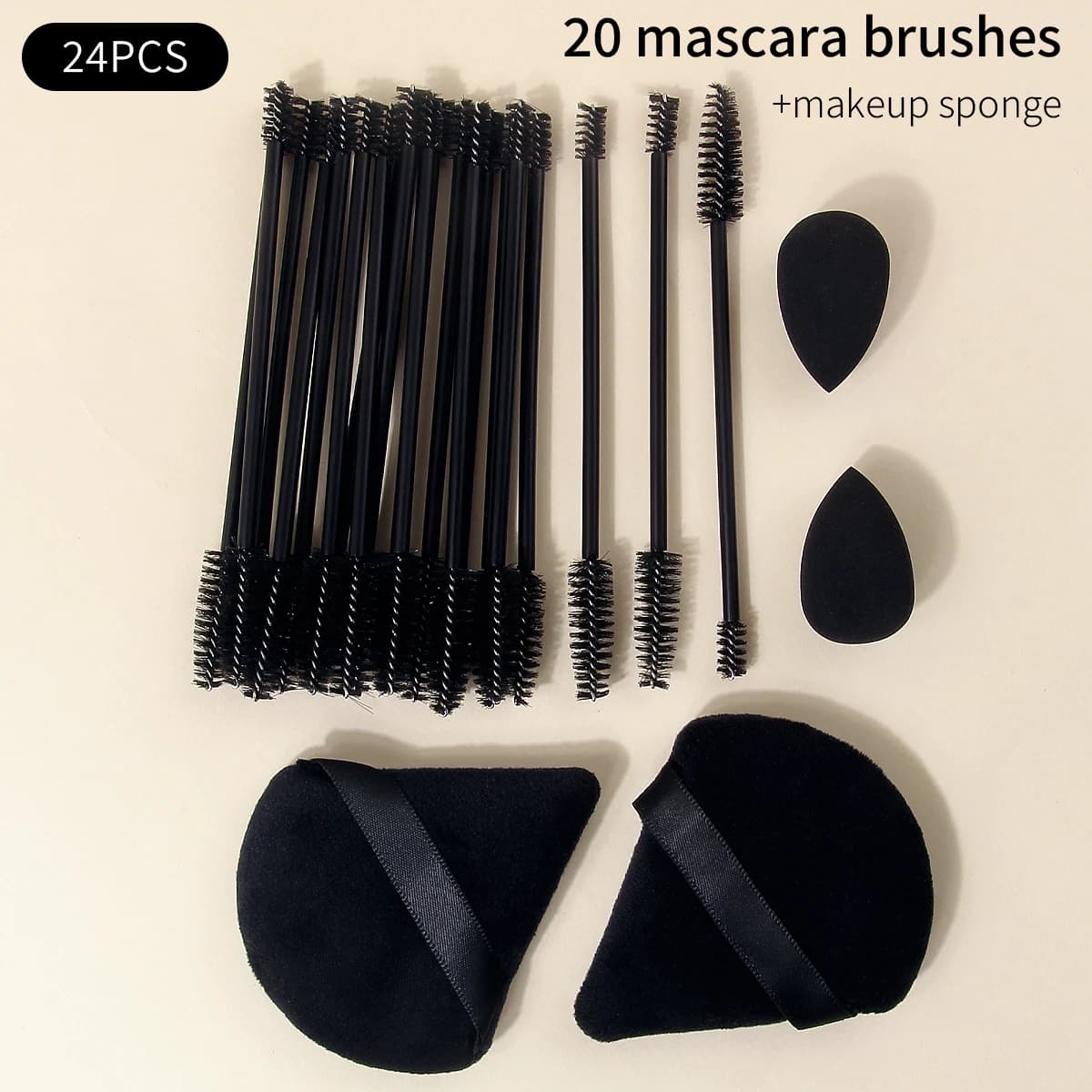 Pennello per sopracciglia a spirale a doppia punta da 20 pezzi, pennello per trucco sopracciglia multifunzionale + 4 pezzi di morbidi tamponi per trucco/mini spugne a forma di uovo