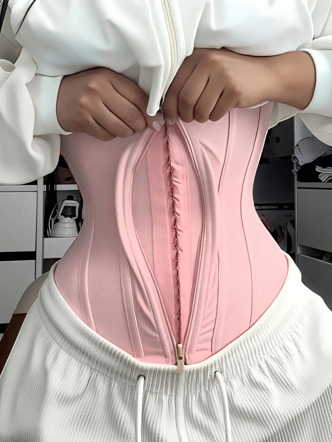 1 pz Cintura Modellante con Cerniera, Guaina a Compressione Elevata, Fascia Modellante per Donna, Corsetto Sottoseno in Lattice, Cincher per la Vita