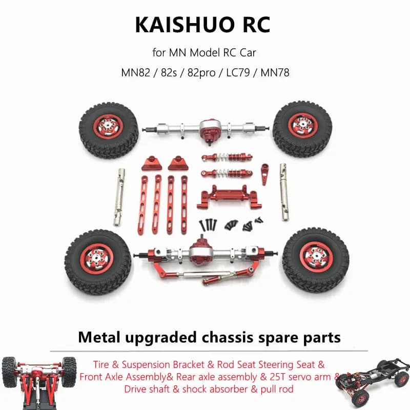 Kit Metallico Compatibile con Modelli MN MN82 82s 82pro LC79 MN78, Parti di Ricambio per Telaio Auto RC, Modifiche Ottimizzate per Parti Vulnerabili