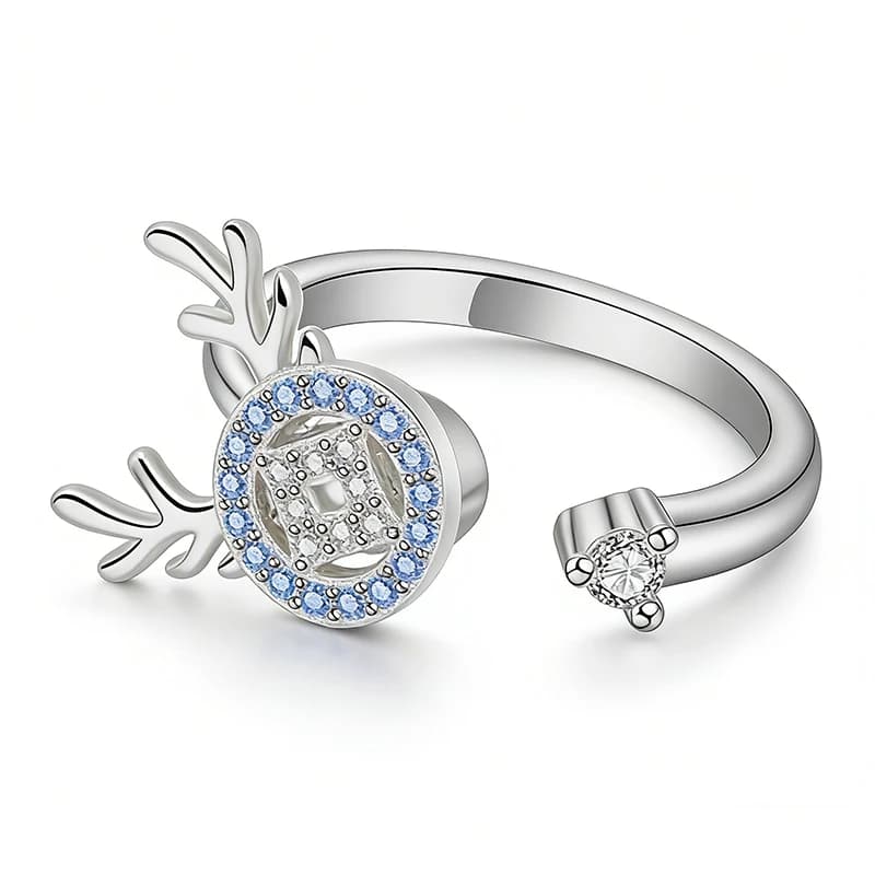 Anello Girevole Antistress a Forma di Corna di Cervo per Natale, Gioiello da Dito Rilassante per Ragazze, Anelli Aperti Regolabili, Accessori Regalo