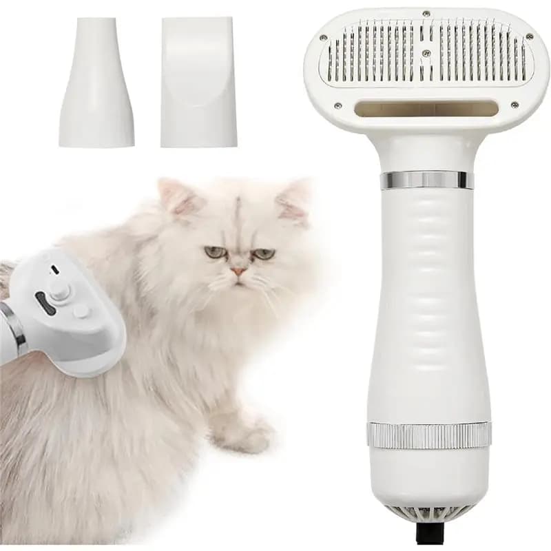 AB08-3-In-1 Pet Hair Dryer Brush Portable Blower & Slicker Brush,Adjustable Temperature,Overheat Protection EU Plug