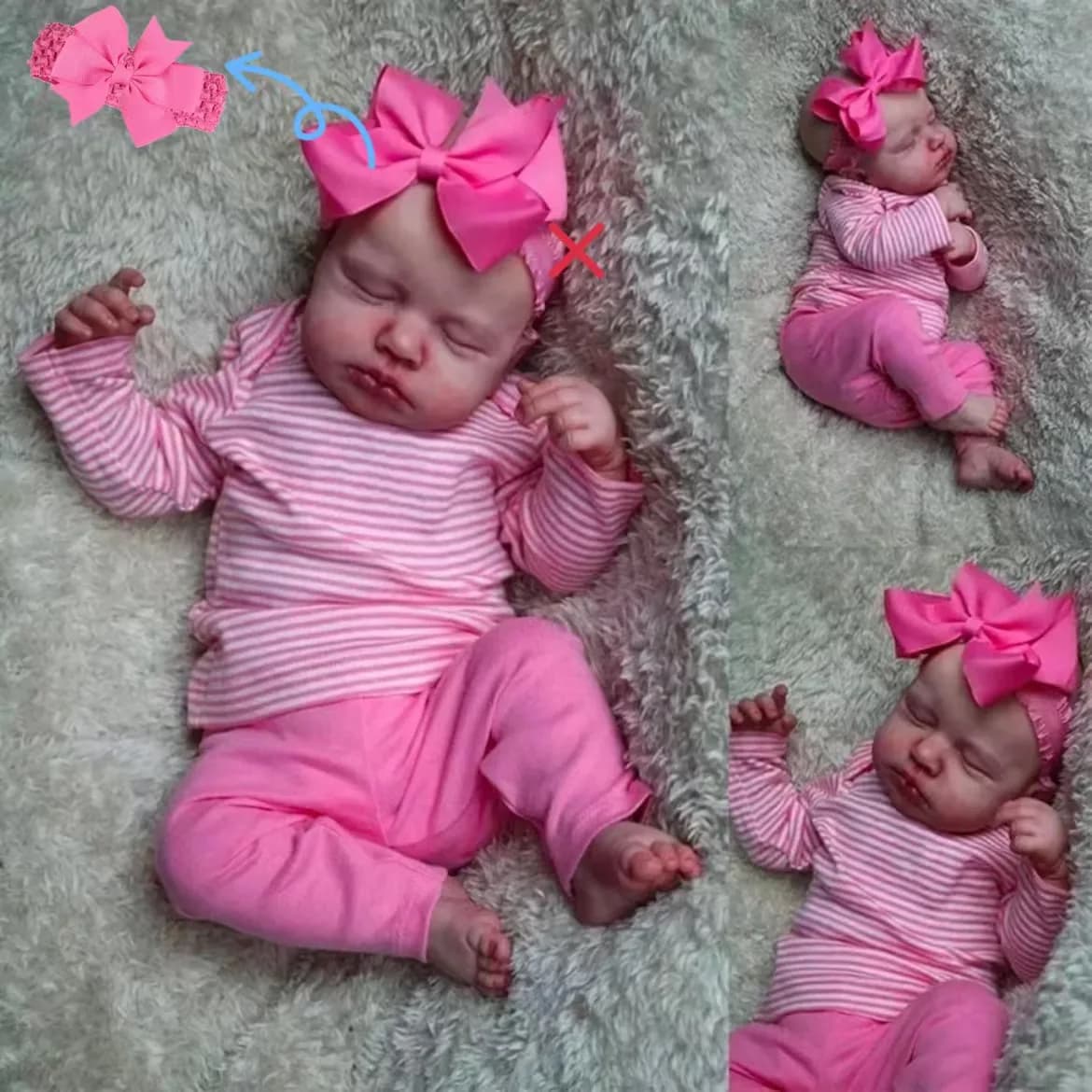 MRB 50CM già finito Reborn Baby LouLou Asleep Doll Lifelike 3D Pelle Vene visibili Bambola fatta a mano Regalo di Natale per la ragazza