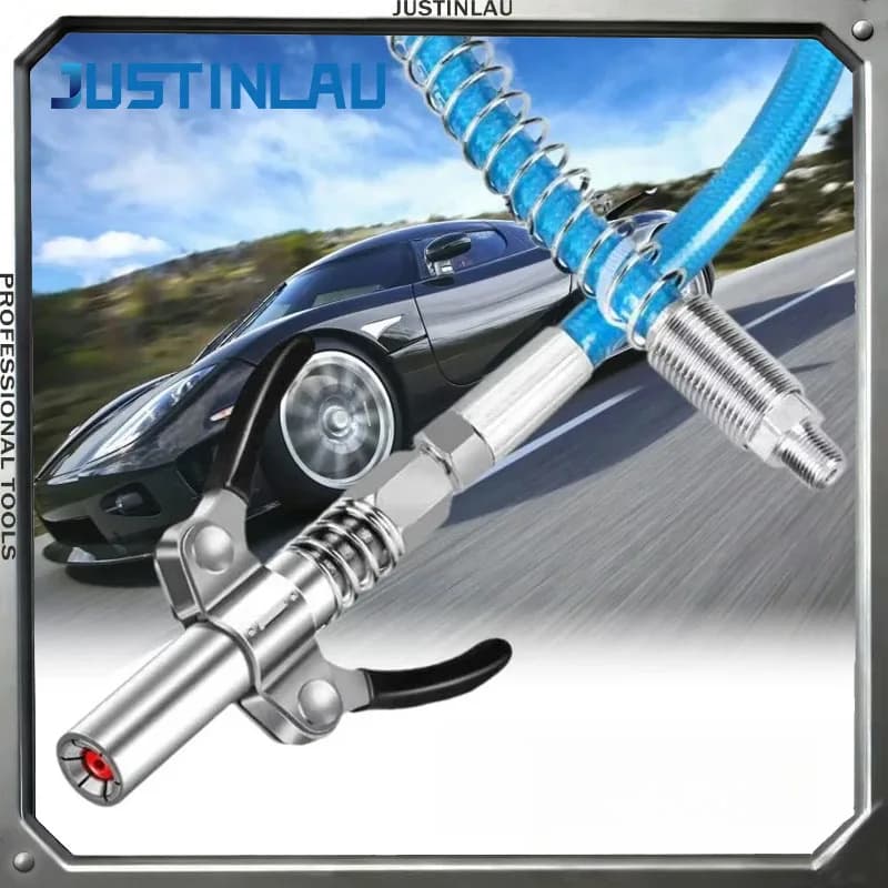 JUSTINLAU 1PC Nuovo Modello Set Ugelli Ingrassatori Autobloccanti ad Alta Pressione Tipo a Morsetto per Pistola Ingrassatrice