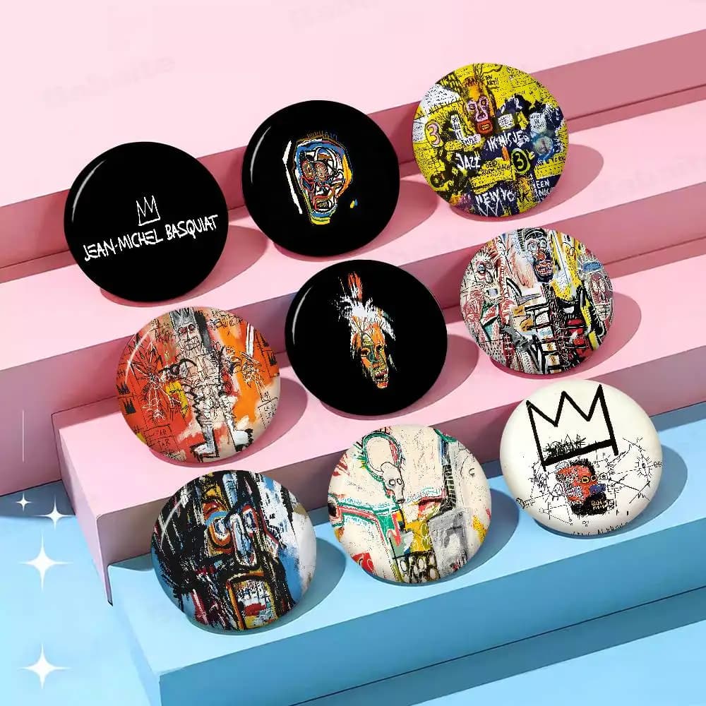 Art J-Jean-M-Michel B-Basquiat Anime Button Pin Handmade Brooch for Clothes Badge Backpack Decoration Jewelry Accessories