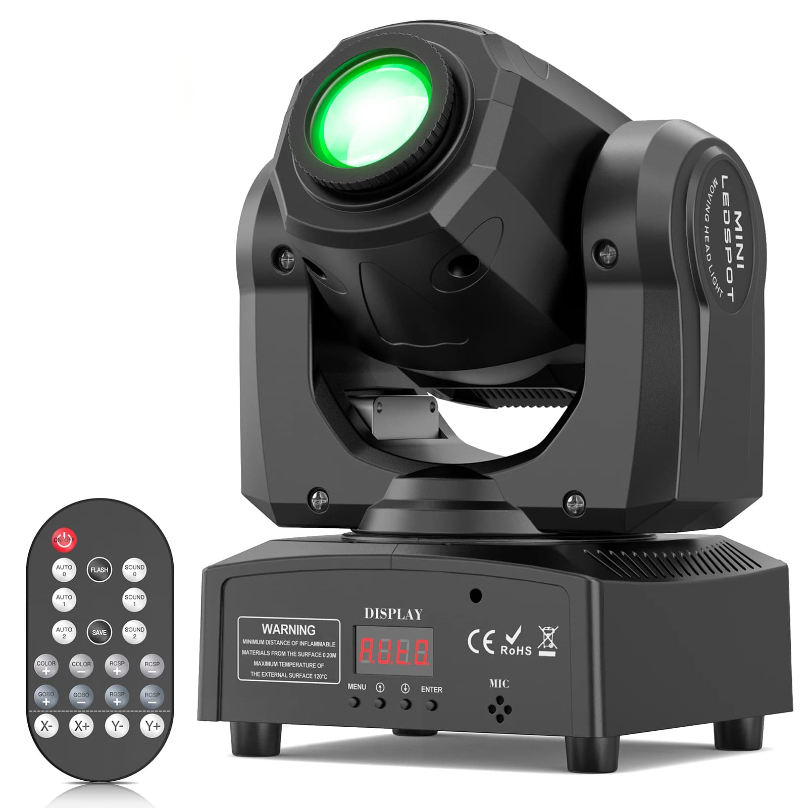 U'King 120W LED Luce a testa mobile Mini Spot Gobos Luce da palco Telecomando DMX512 Modelli Luce ad effetto fascio per DJ Matrimonio