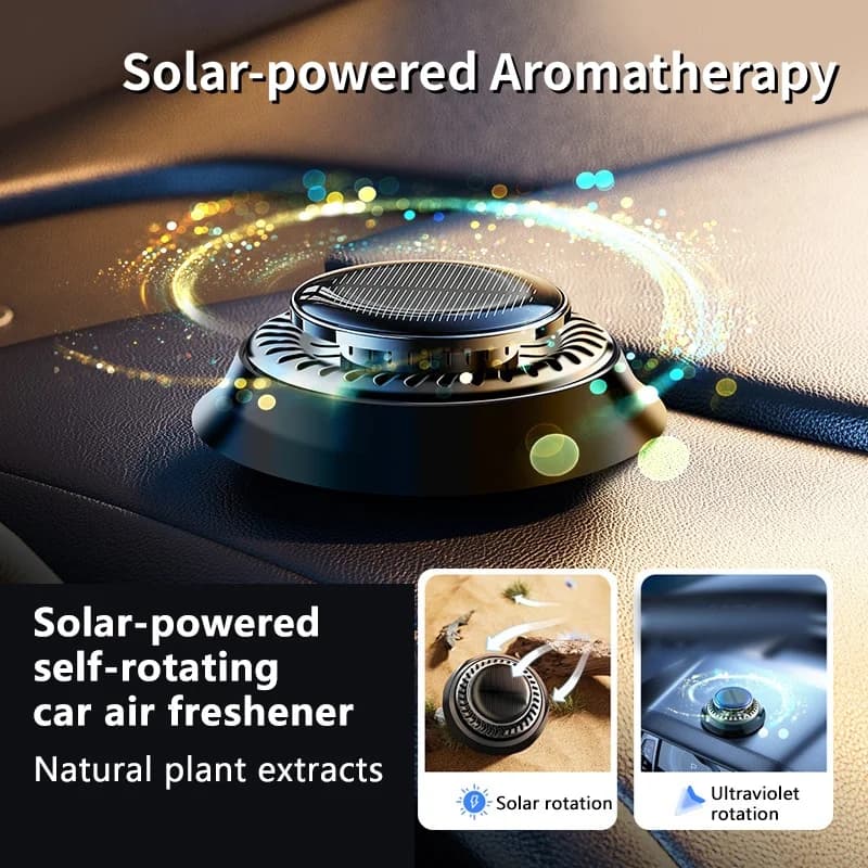 Rotating Aroma Diffuser for Solar Energy Auto, 4 Natural fragrances for Relaxing, Decorative Ornament for Interior Cars