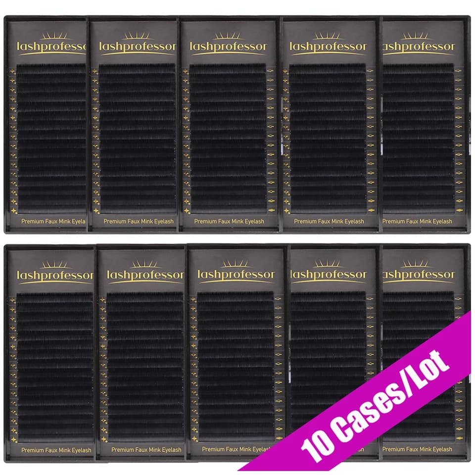 Lashprofessor 10 Casi/Lotto Estensioni Ciglia Visone Finto Morbido Naturale Ciglia Individuali Coreano Pbt Russo Volume Trucco Cilios
