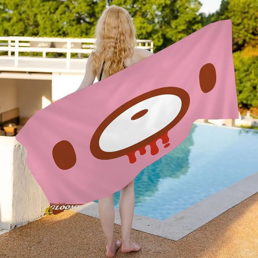 Asciugamani da Spiaggia in Microfibra Kawaii G-gloomy Bears Anime, Asciugatura Rapida, per Viaggi, Piscina, Yoga