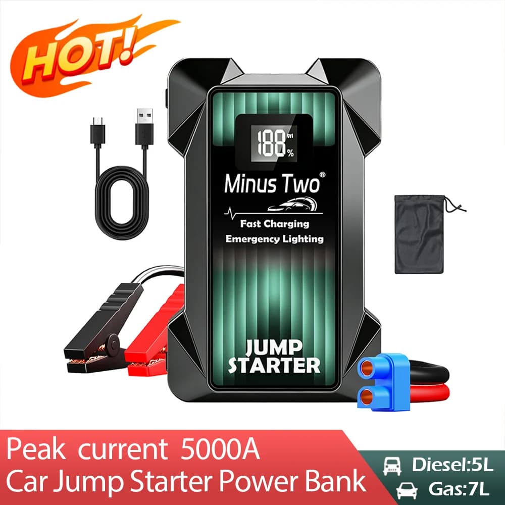 99900mAh Car Jump Starter Power Bank 5000A Auto di emergenza Batteria Booster Auto CampingDiesel Benzina Dispositivo di avviamento Caricatore