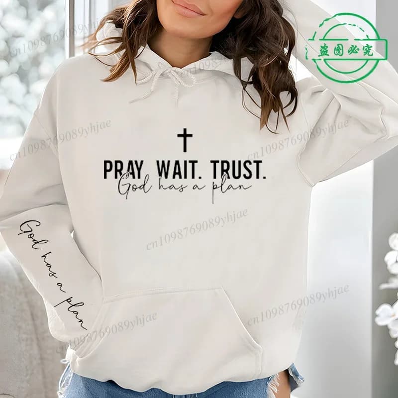 Trendy Christian Quote Print Sweatshirts Female Fashion All-Match Street Hoody Casual Hoodies Inspirational Pullover Clothing