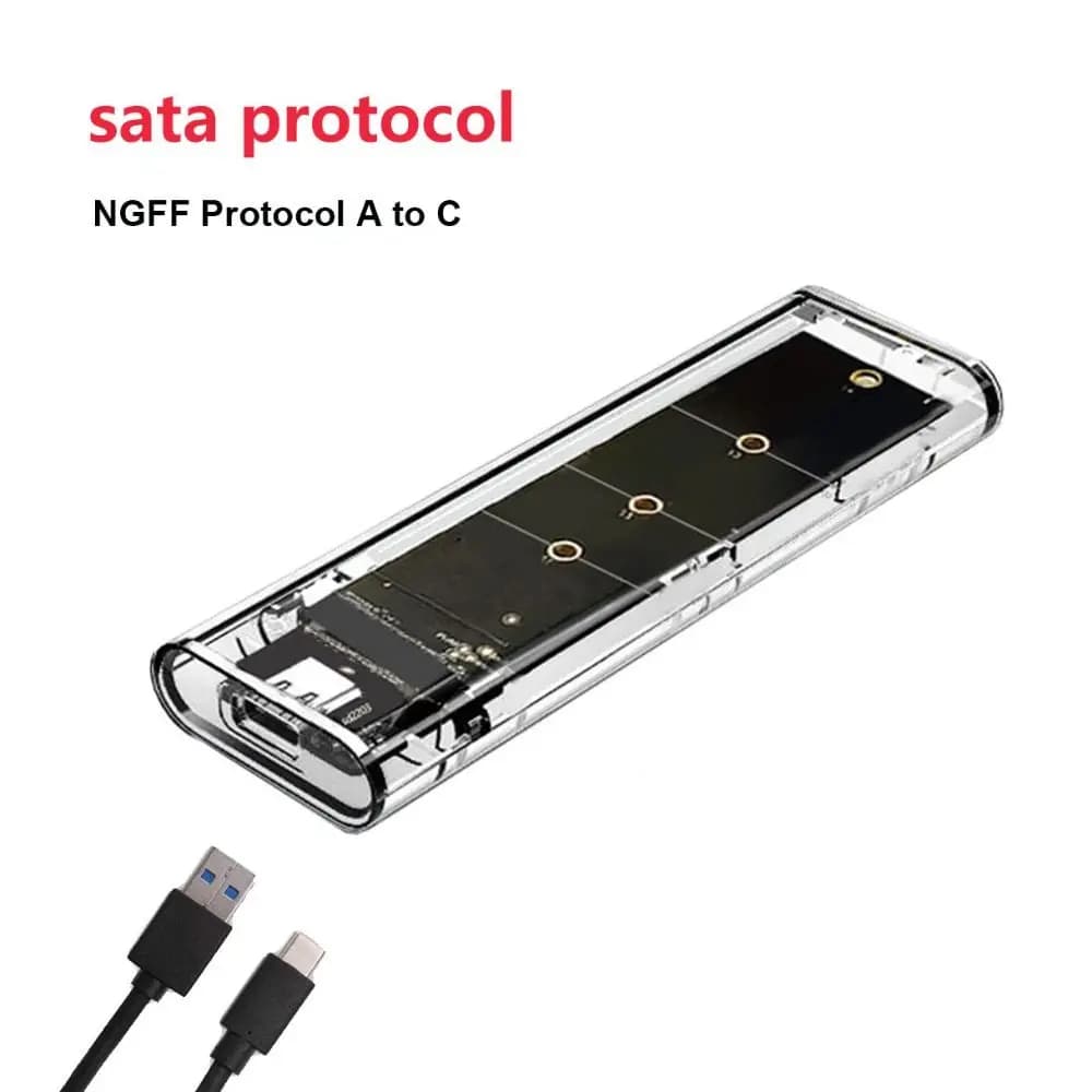 Scatola SSD M.2 trasparente Custodia per disco rigido NGFF NVME M2 PCIe 10 Gbps Custodia SSD trasparente Custodia esterna rigida