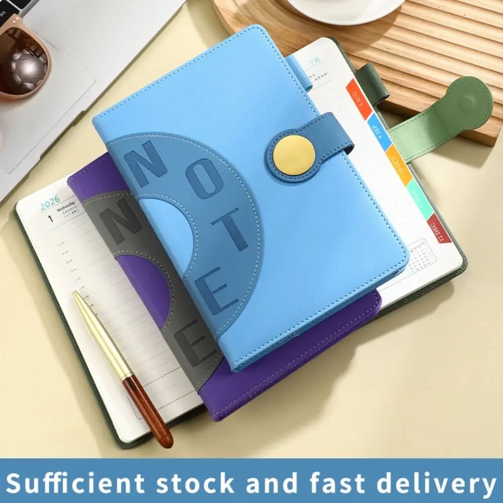 Agenda Planner 2026 in Inglese, Blocco Note Resistente all'Usura, Segnalibro, Quaderno per Efficienza 365 Giorni, Copertina in Pelle PU, 12 Mesi