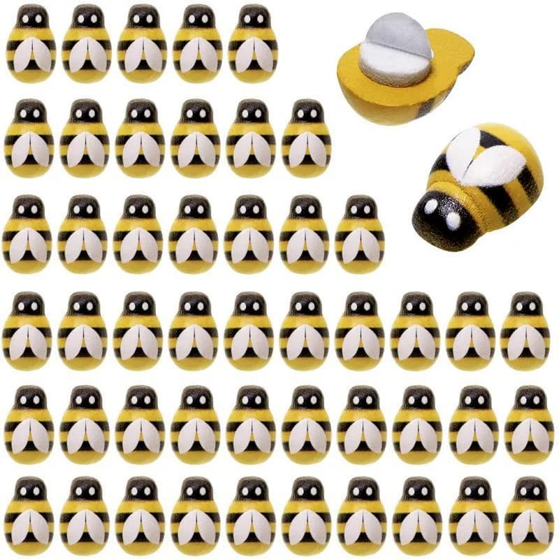 50PCS Wooden Bee Ladybug Sticker Seal Label Self-adhesive Paper Stickers Decorative Washi Tape Handmade DIY Office Stationery