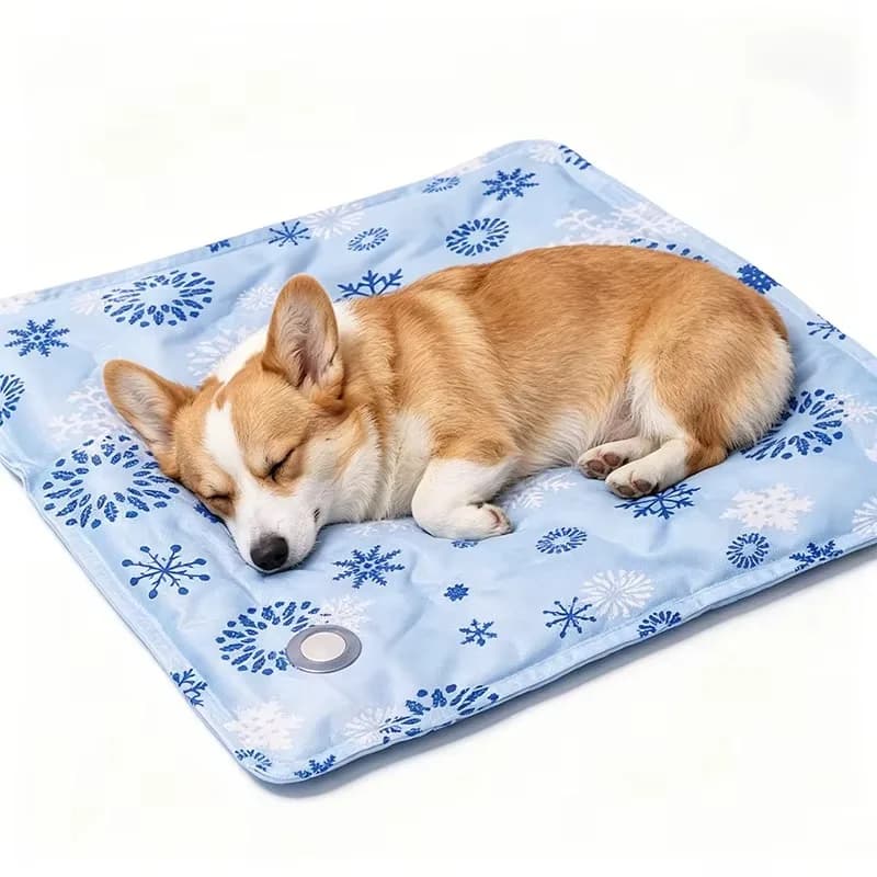 Tappetino Rinfrescante in Gel Leggero e Lussuoso, Portatile, Non Tossico, in PVC Stampato, Rettangolare, Attivato a Pressione per Cani e Gatti