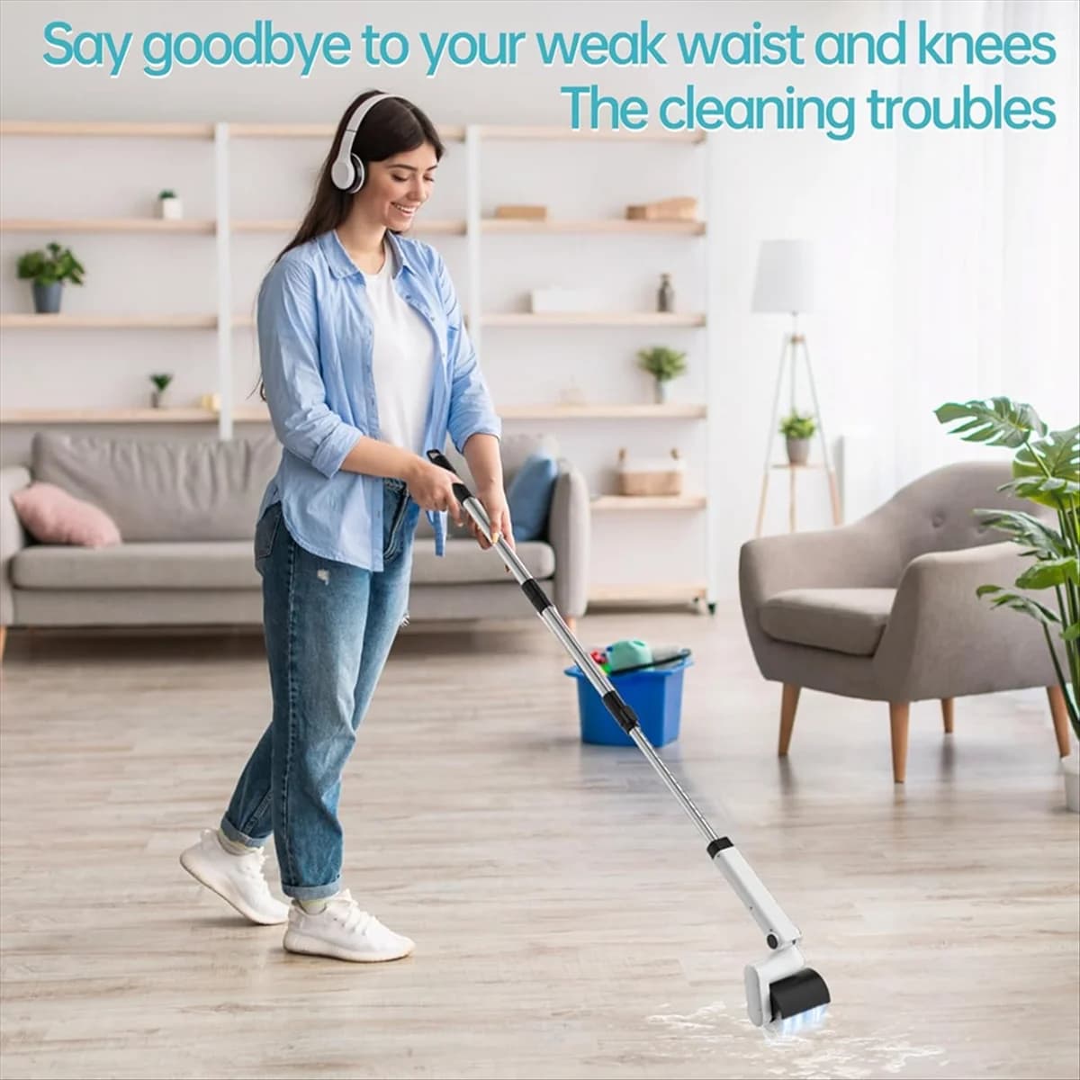 Y31A wireless waterproof roller electric cleaning brush for floors, bathroom, furniture, glass cleaning