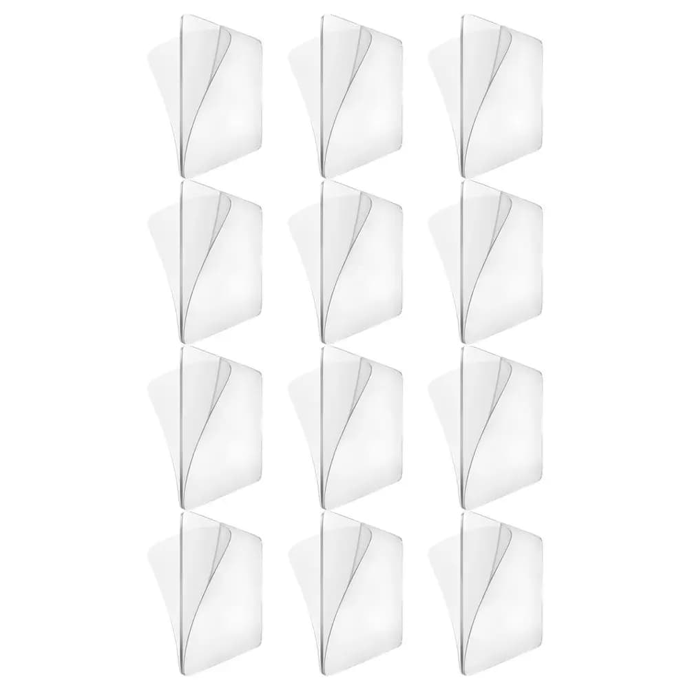 12 Pezzi Nastro Biadesivo Trasparente Forte, Impermeabile, Antiscivolo, per Tappeti, Senza Chiodi, Patch Trasparente per Casa, Ufficio, Yoga
