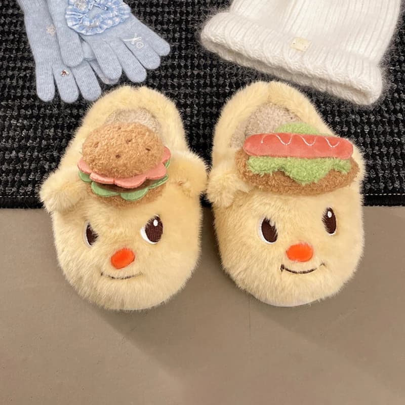 Pantofole da donna con plateau, morbide e antiscivolo, in peluche, con design a cartone animato, per casa, invernali, da interno, per ragazze