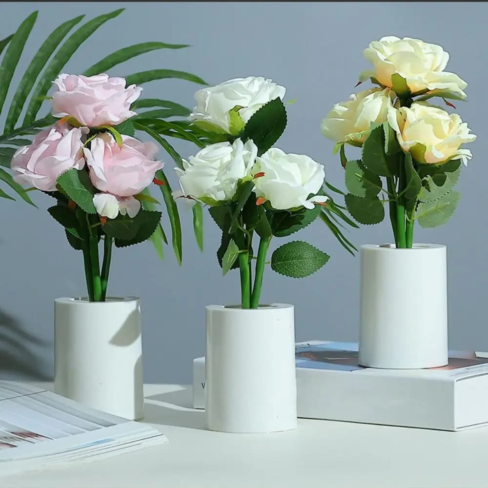 LED Light Source LED Chinese Rose Table Lamp Simulation Rose Flower Battery Operated Chinese Rose Shaped Desk Light