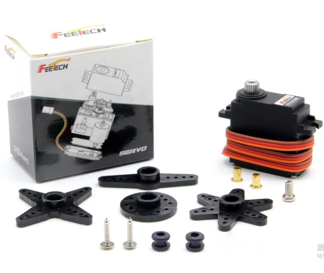 Servomotore digitale da 180 gradi con ingranaggio metallico Feetech 7.4V 7.5Kg personalizzato all'ingrosso per modello di elicottero aereo/aereo Fms Rc